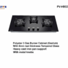 Polystar 3 Gas Burner Cabinet Inbuilt Gas Hob 8mm Thickness Gas Cooker| Pv-JY3802